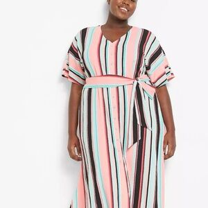 Lane Bryant Fiji Striped Button Front Dress - 18/20